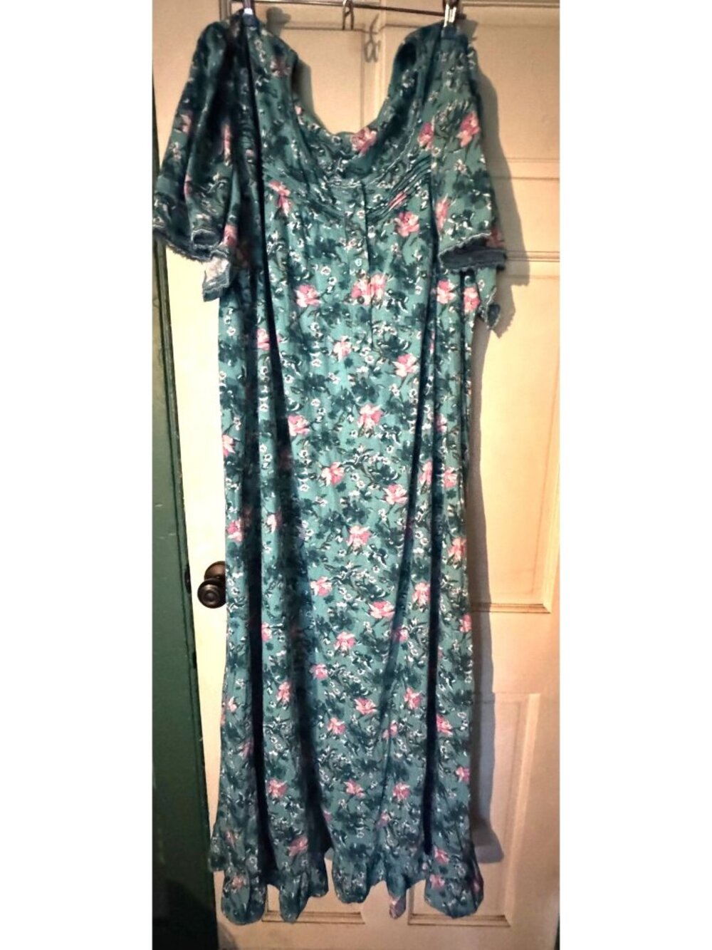 NWP Dreams & Co Womens Plus Size Floral Nightgown 3X Blue Pink Flowers